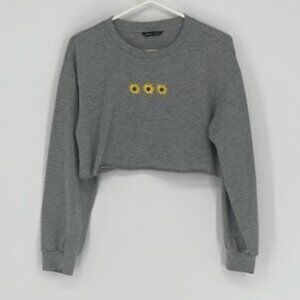 Shein Grey Cropped Sweat Shirt Women Size 6